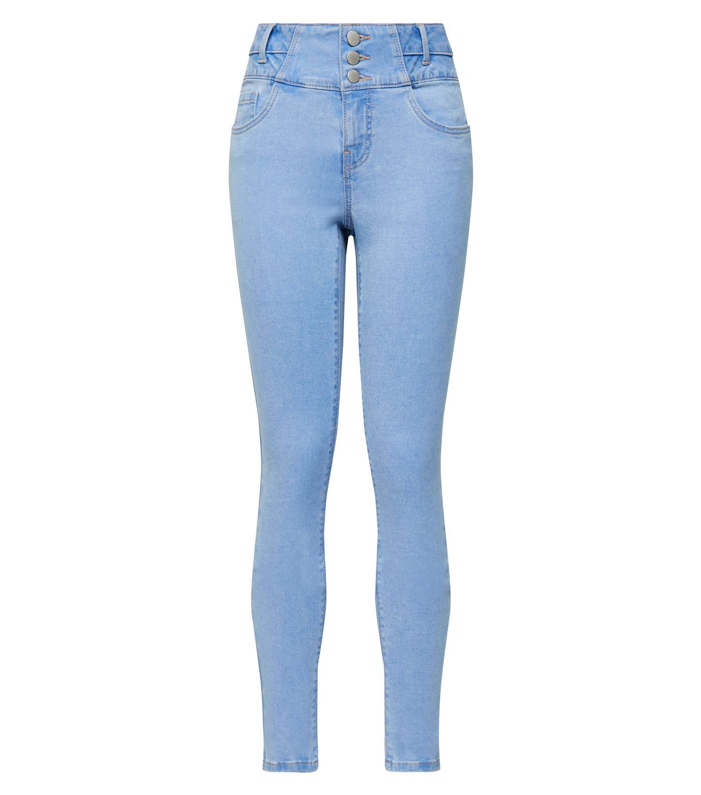 Girls Pale Blue High Waist Skinny Jeans Image 4