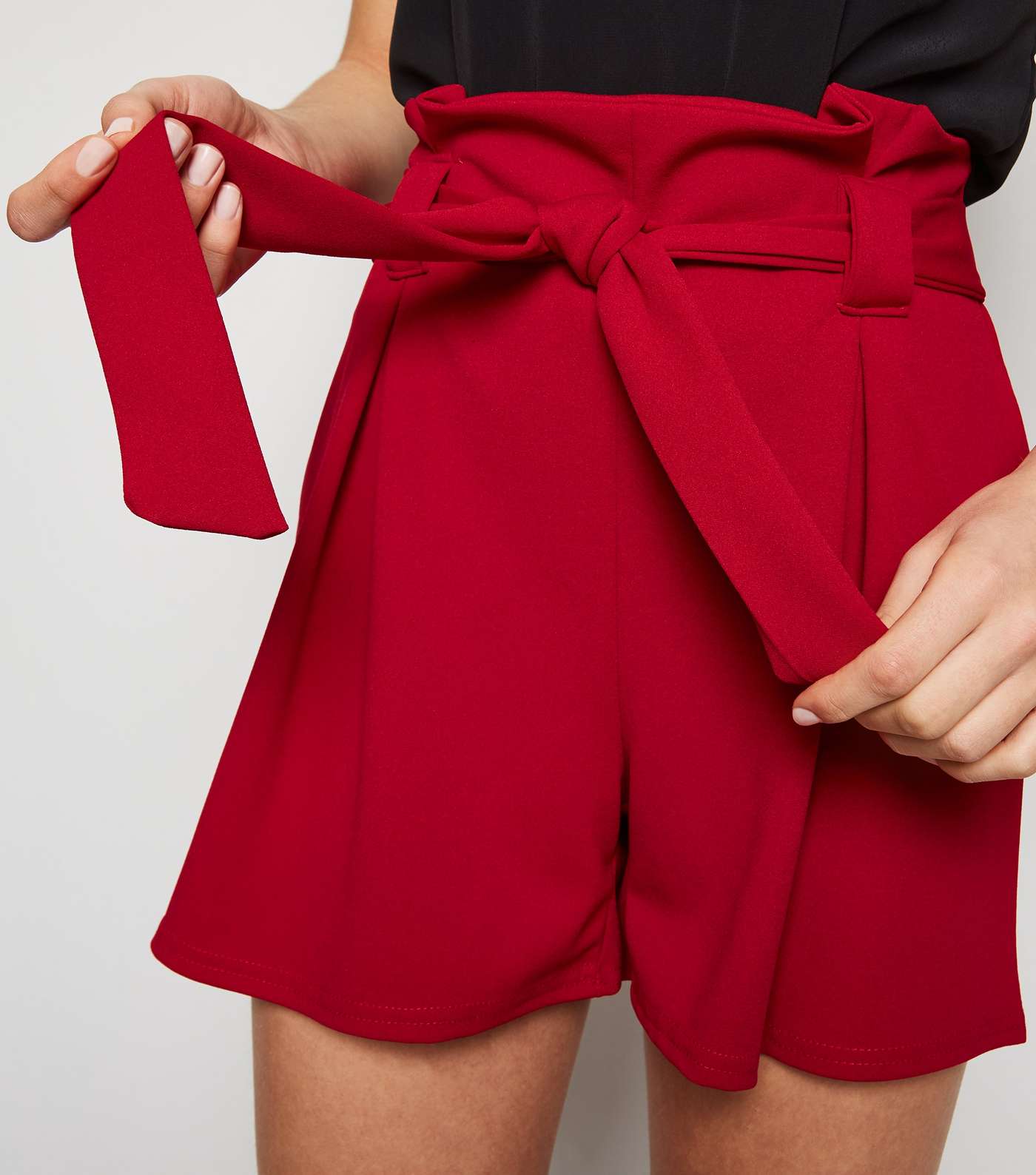 Red Scuba High Waist Shorts Image 5