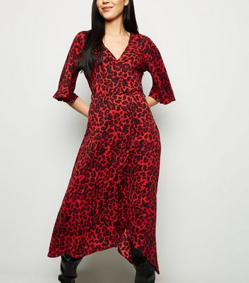 red leopard midi dress