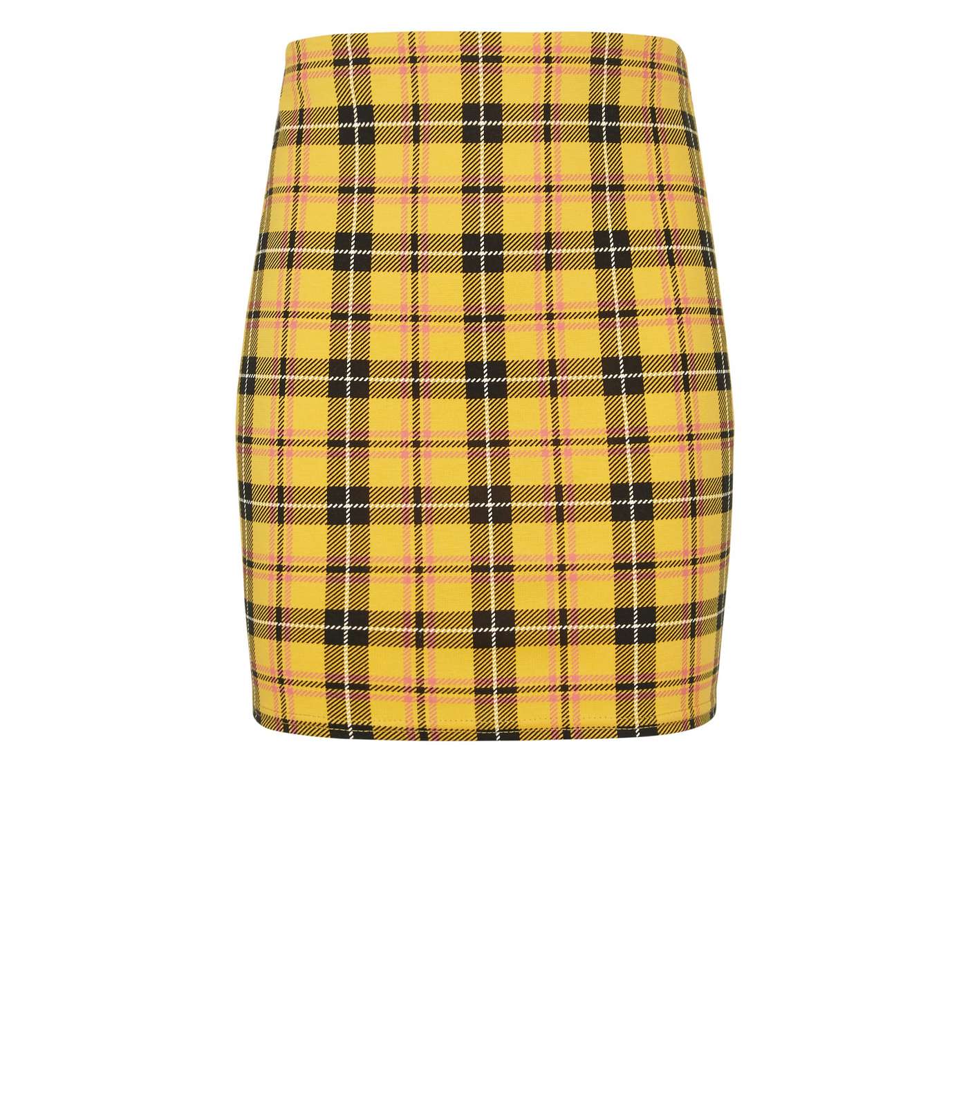 Girls Mustard Check Tube Skirt Image 4
