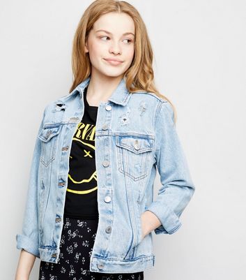 girls ripped denim jacket