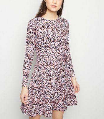 new look red animal print dress