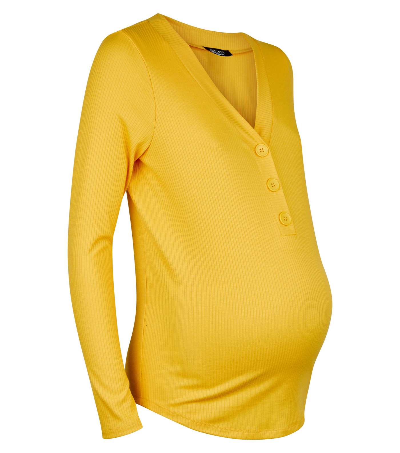 Maternity Yellow Button Front Nursing Top Image 4