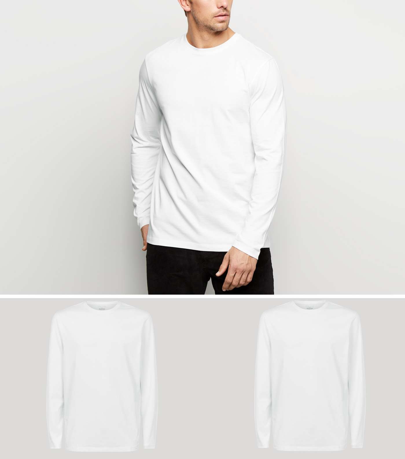 2 Pack White Long Sleeve T-Shirts
