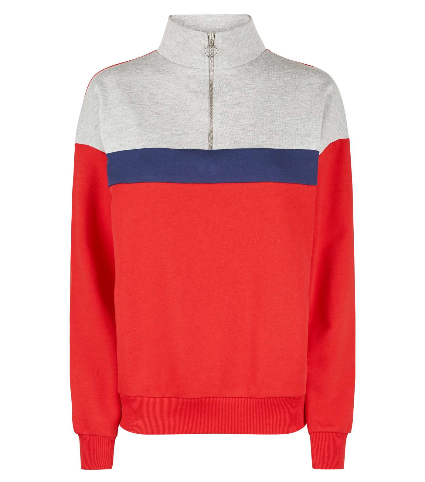 Red Colour Block Half Zip Sweatshirt  Image 4