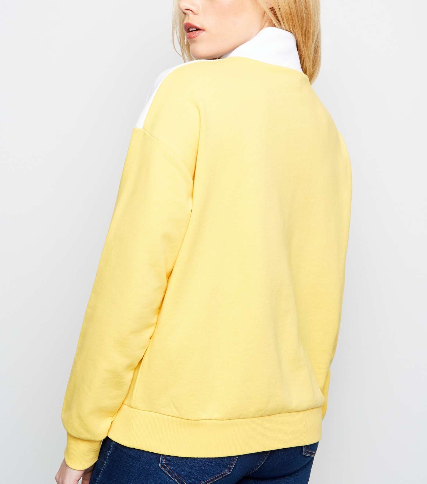 Yellow Colour Block Half Zip Sweatshirt  Image 5