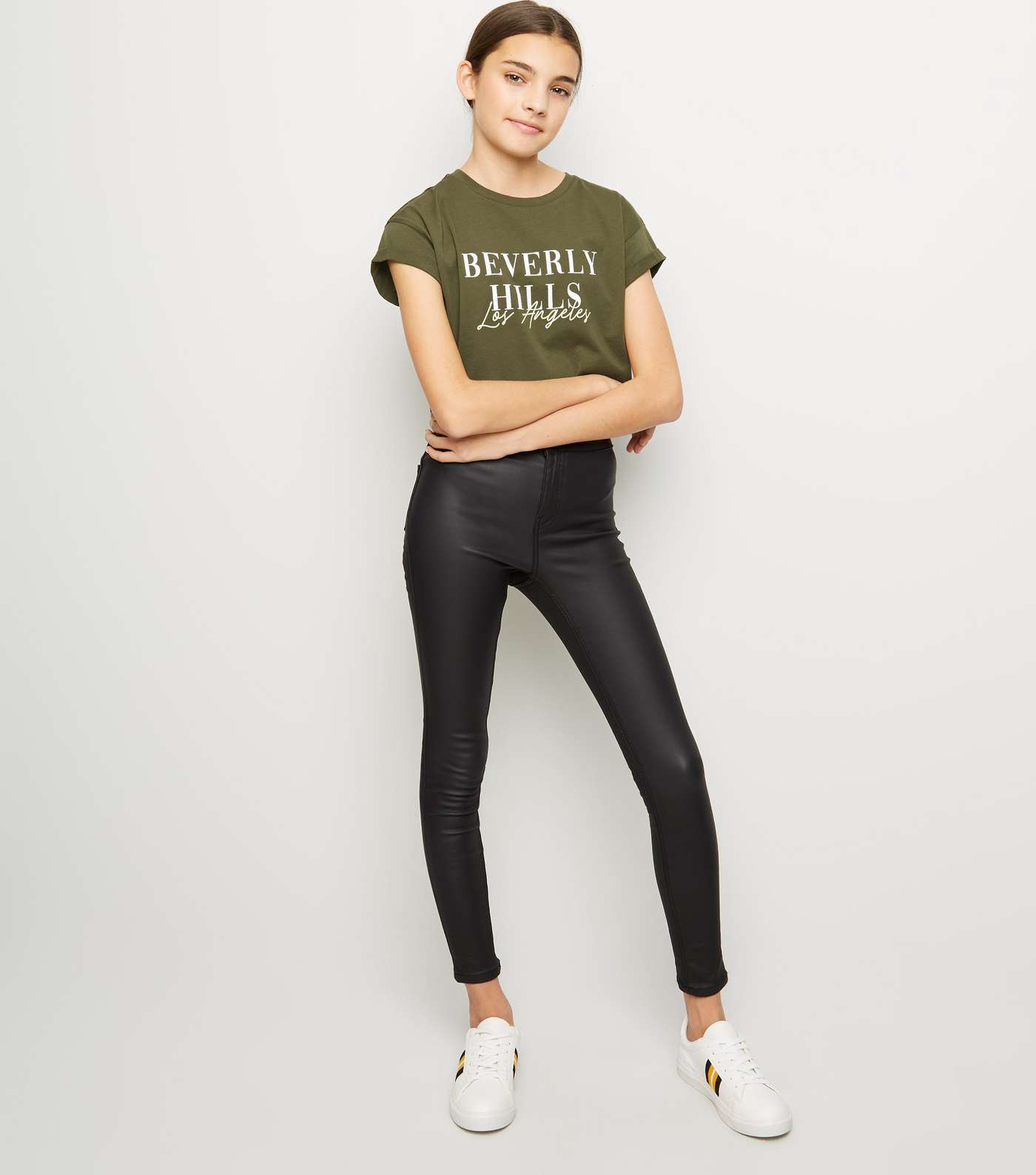 Girls Khaki Beverly Hills Slogan T-Shirt  Image 2