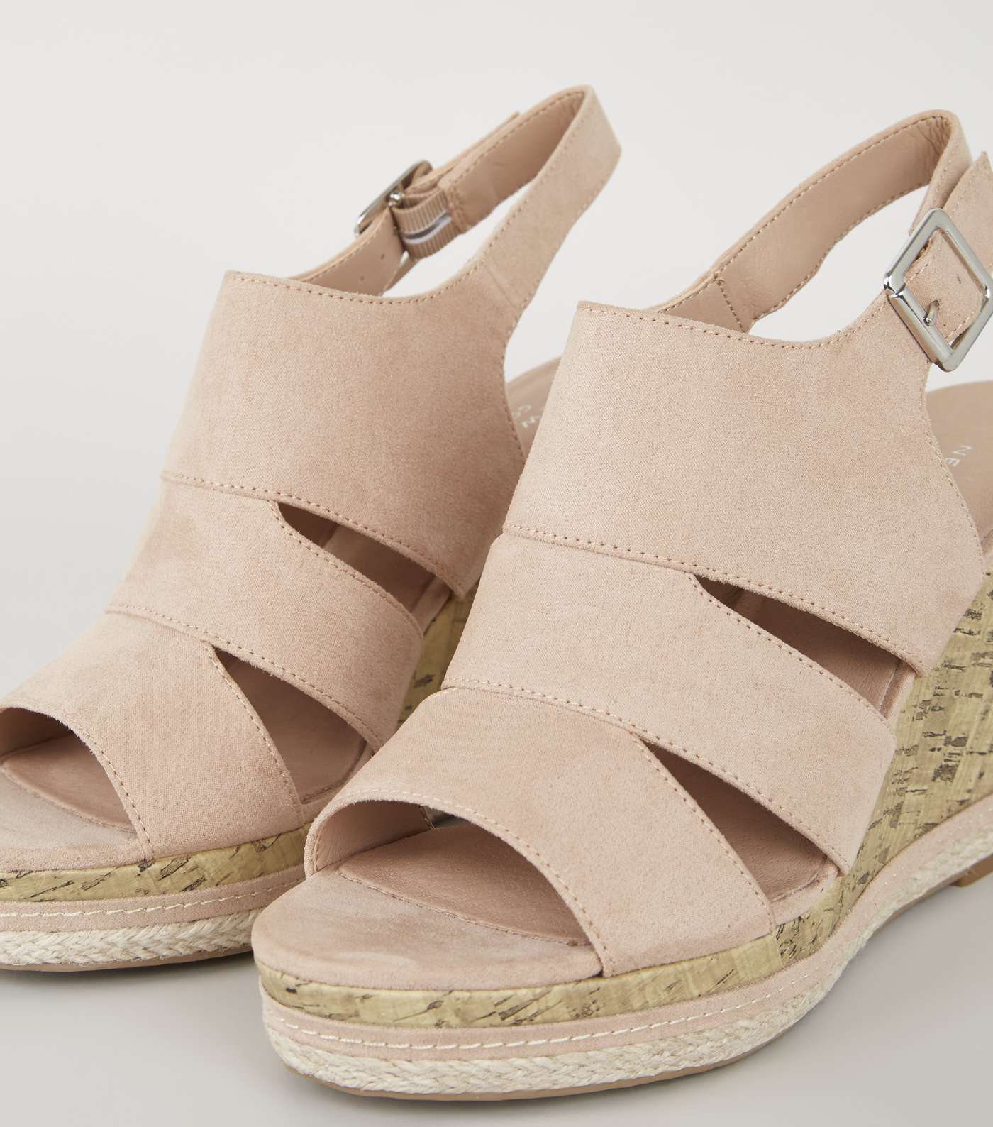 Nude Comfort Cut Out Cork Effect Wedges Image 4