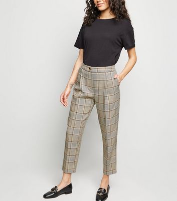 womens checked tapered trousers