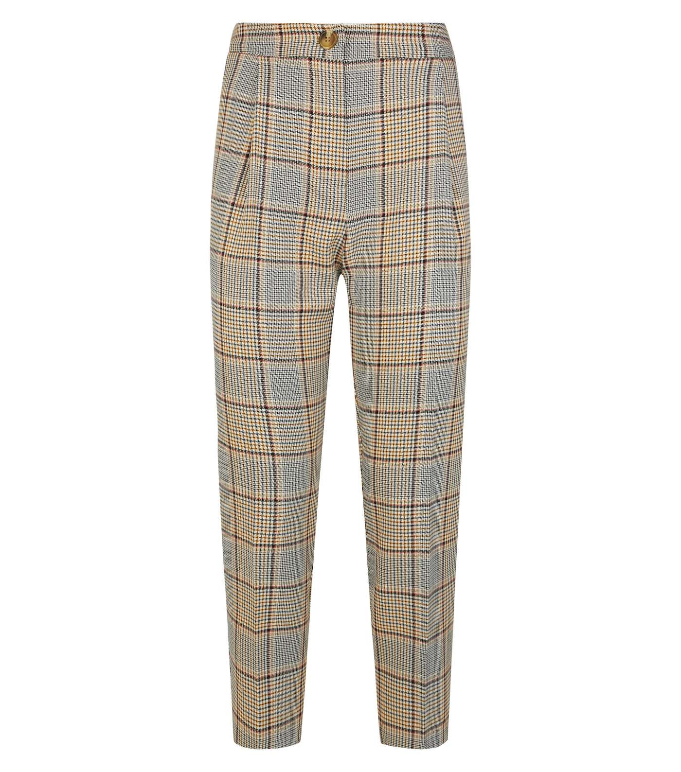 Petite Multicoloured Check Tapered Trousers Image 4