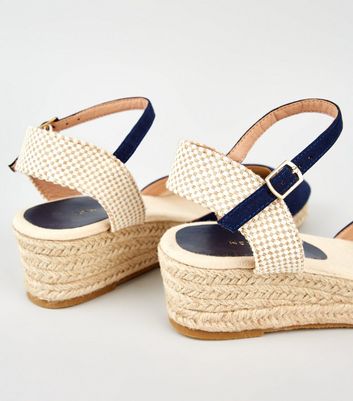 Navy Suedette Mid Heel Espadrilles New Look