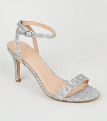 Sandales argent es brides aux chevilles et paillettes New Look