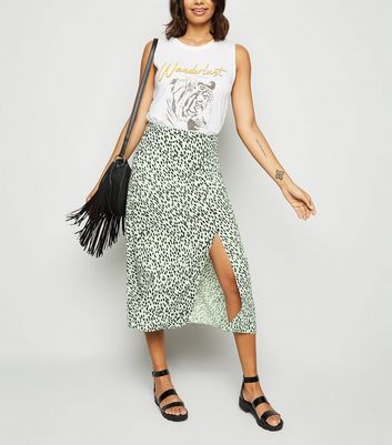 new look green midi skirt