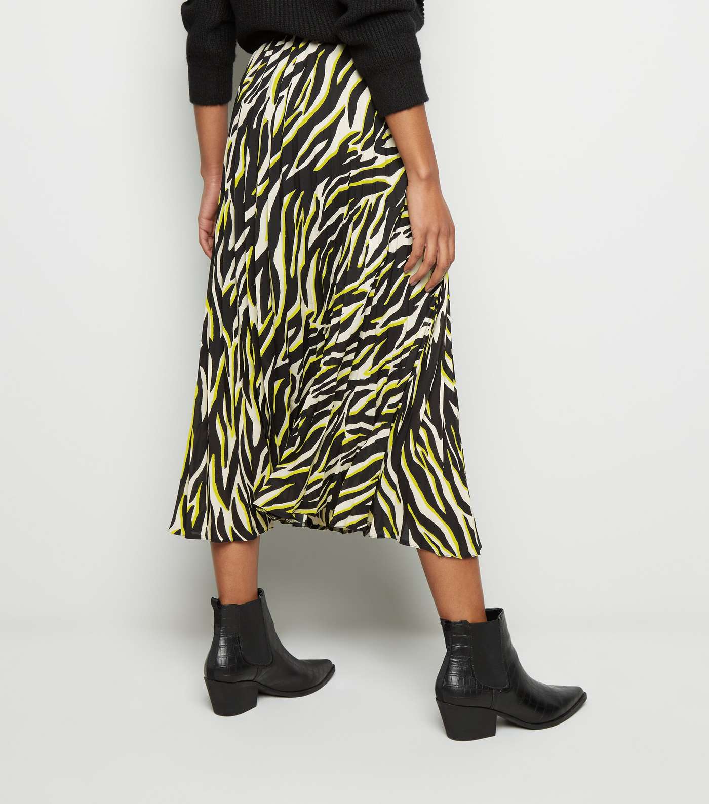 Black and Neon Zebra Print Midi Skirt Image 5