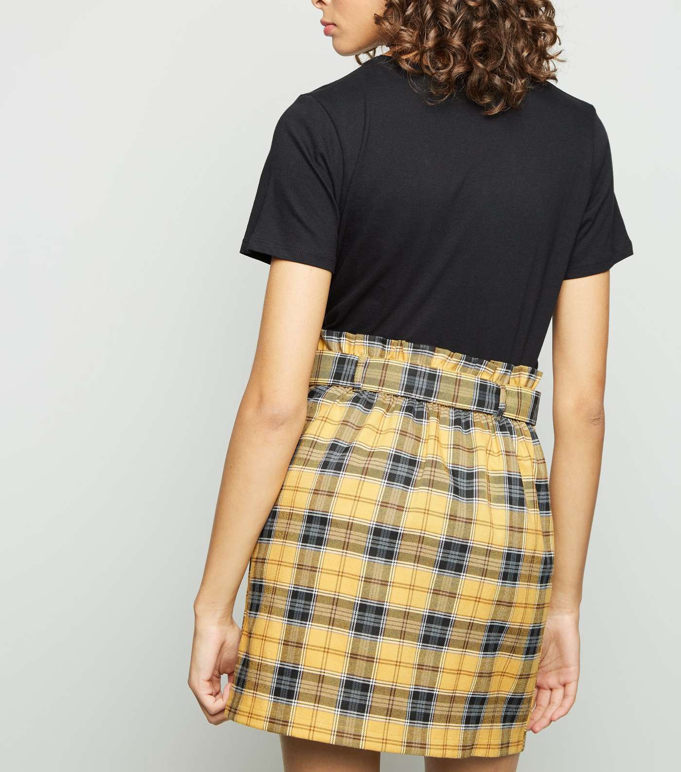 Yellow Check High Waist Mini Skirt Image 5