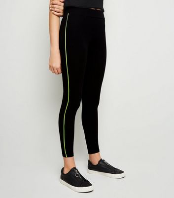 black leggings with neon stripes