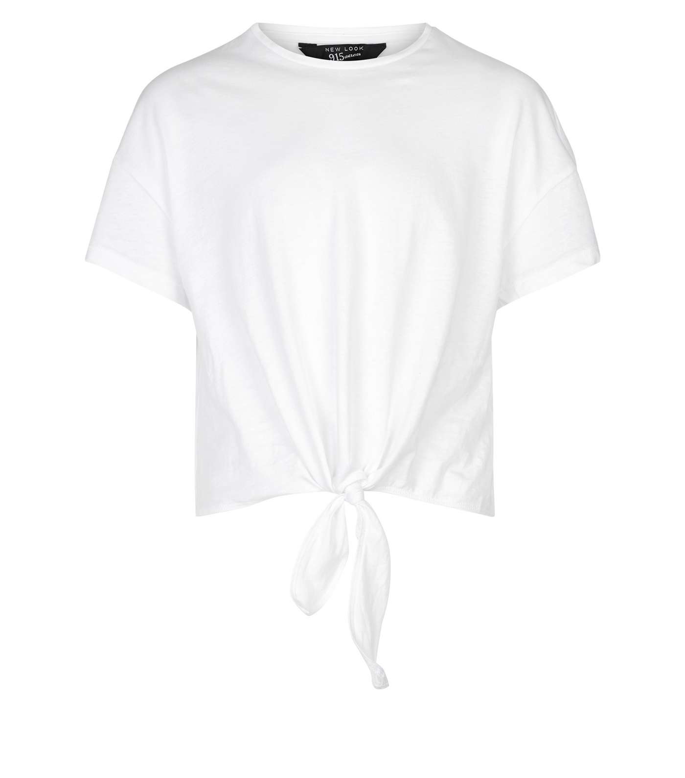 Girls White Tie Front T-Shirt Image 4