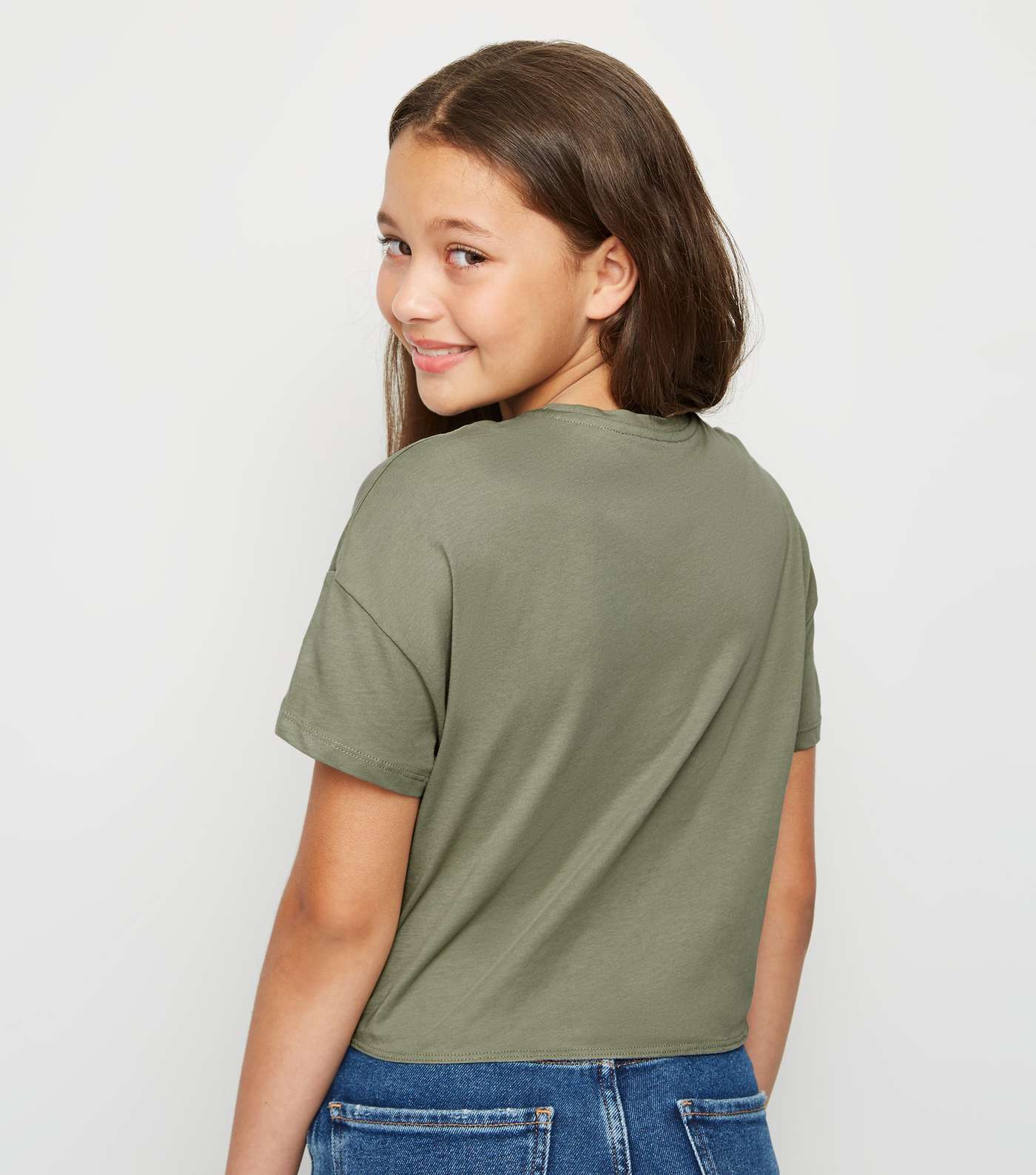 Girls Olive Tie Front T-Shirt  Image 3