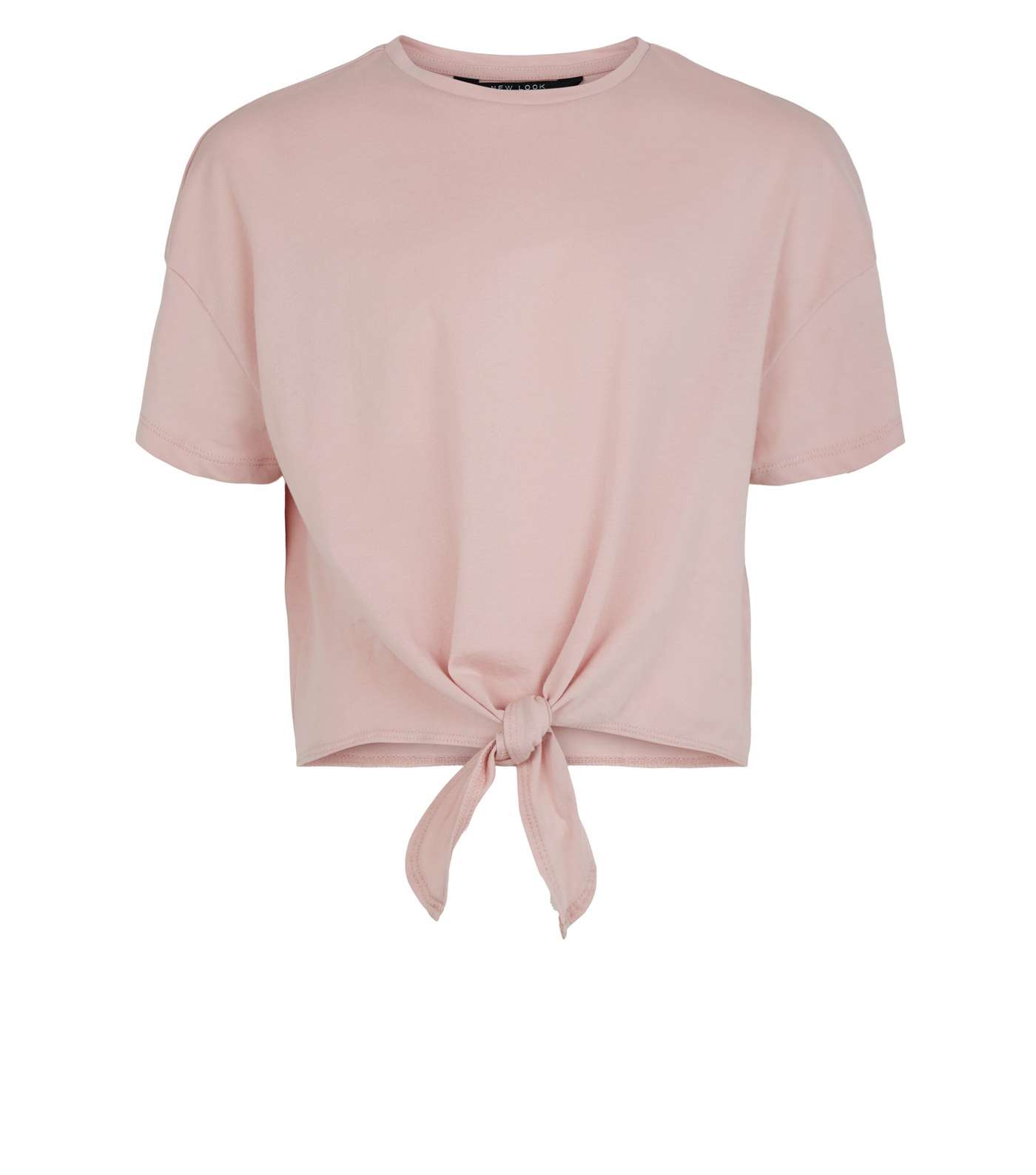 Girls Pale Pink Tie Front T-Shirt  Image 4