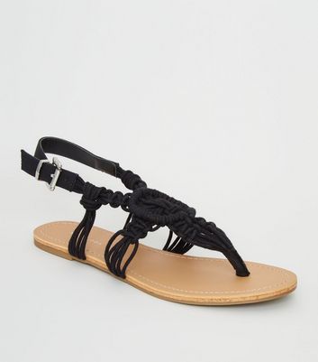 new look black flat sandals