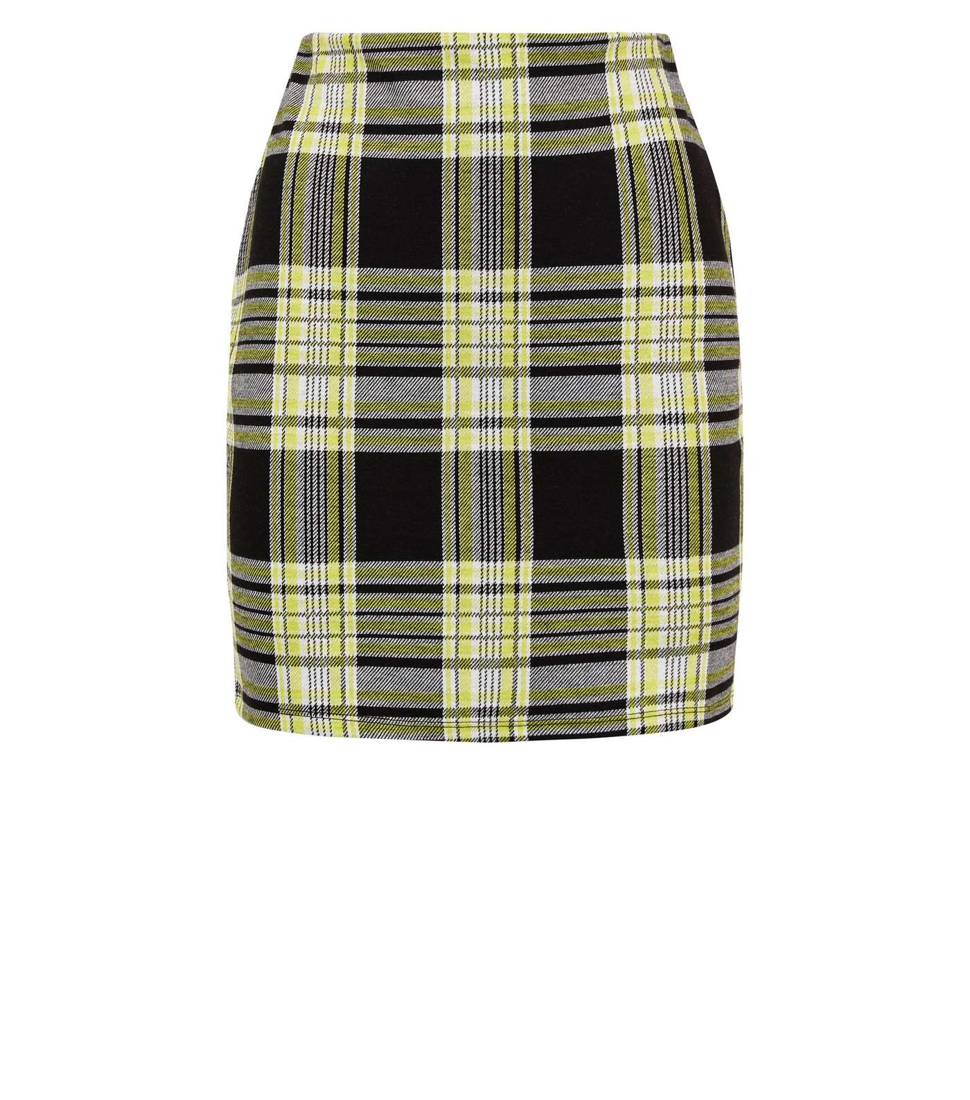 Black and Neon Yellow Check Tube Skirt Image 4