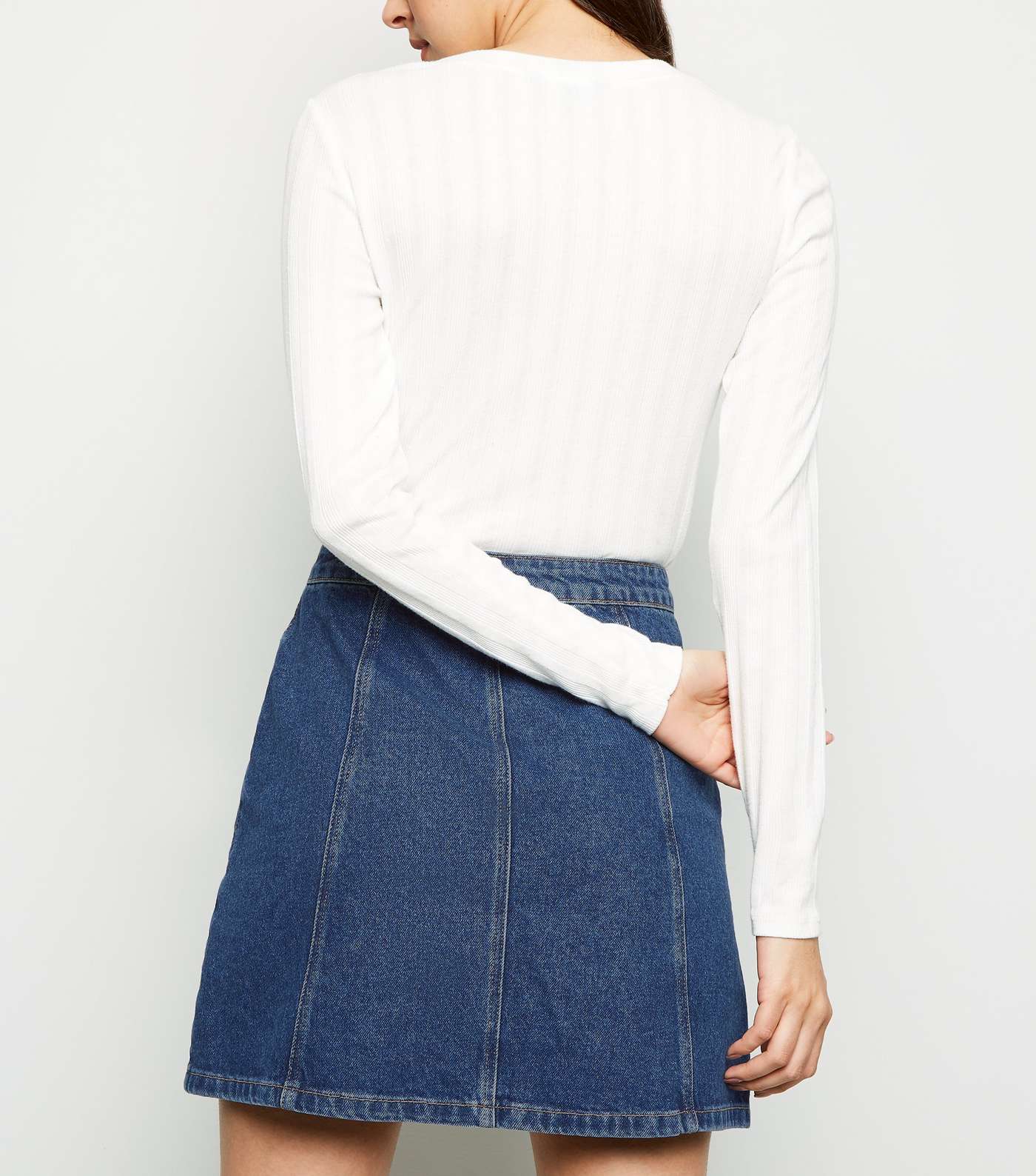Blue Patch Pocket Denim Skirt  Image 3