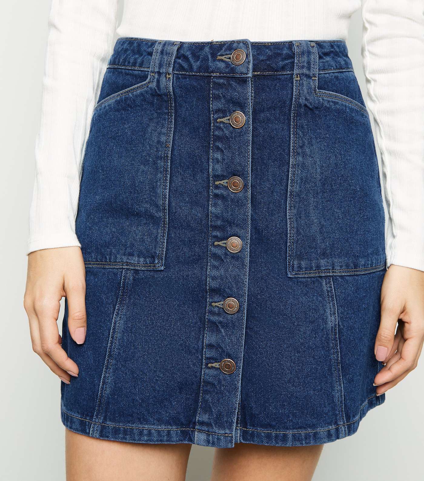 Blue Patch Pocket Denim Skirt  Image 5