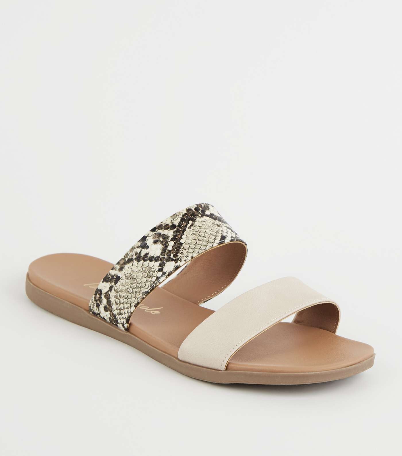 Stone Faux Snake Footbed Sliders