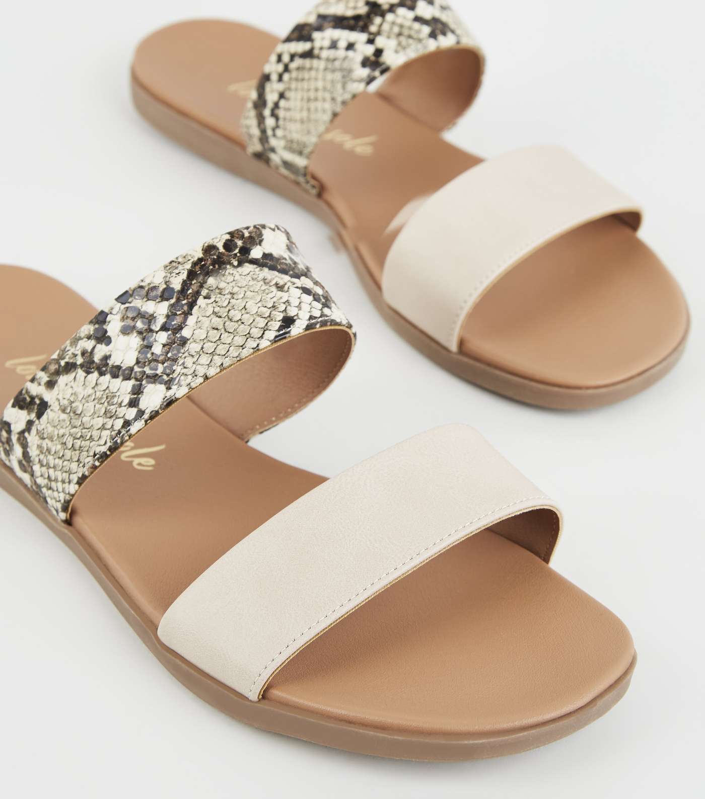 Stone Faux Snake Footbed Sliders Image 3