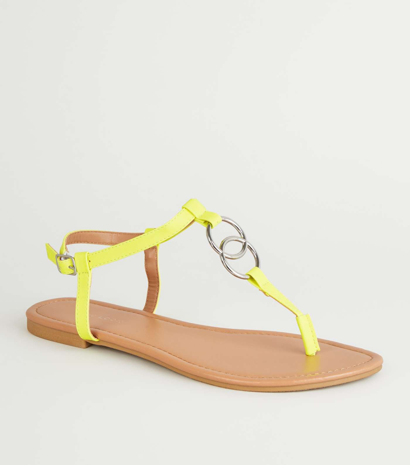 Yellow Ring Strap Flat Sandals
