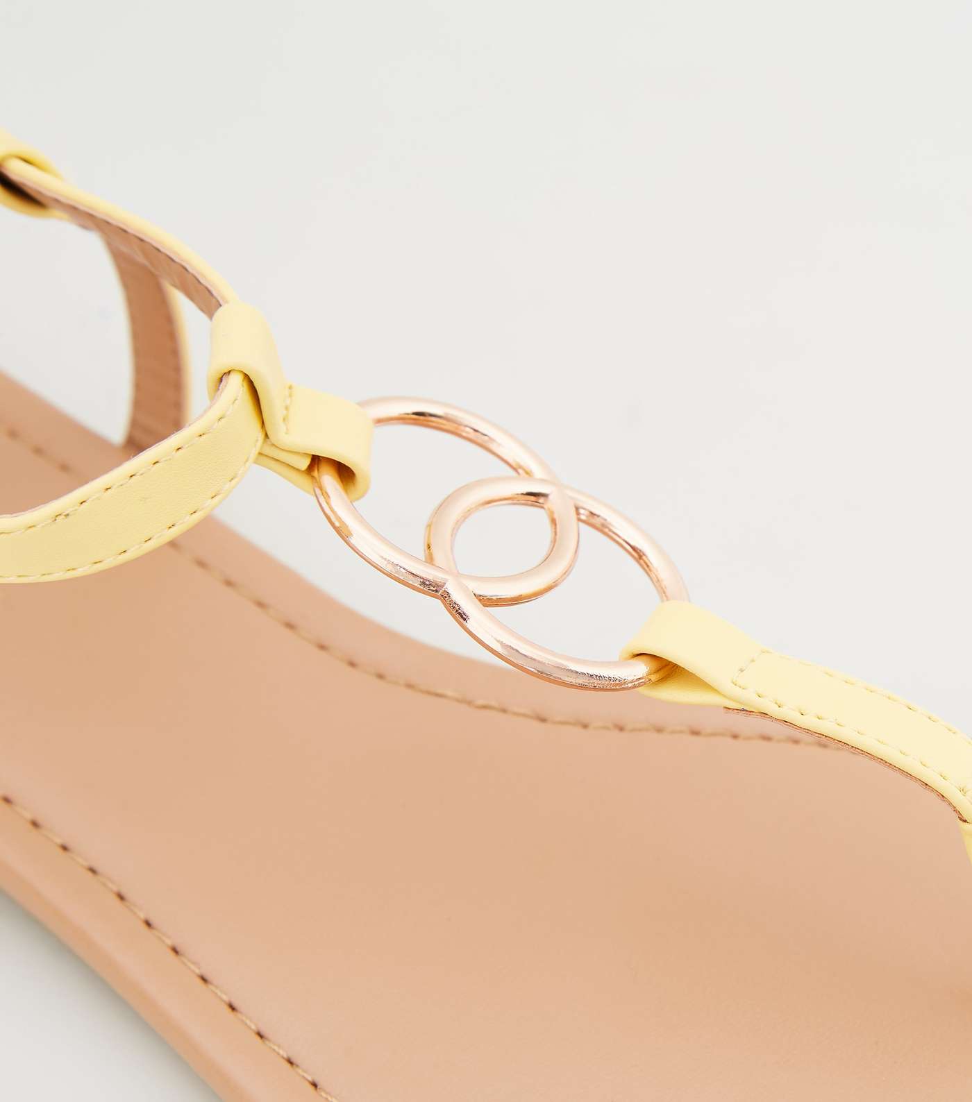 Pale Yellow Ring Strap Flat Sandals Image 3