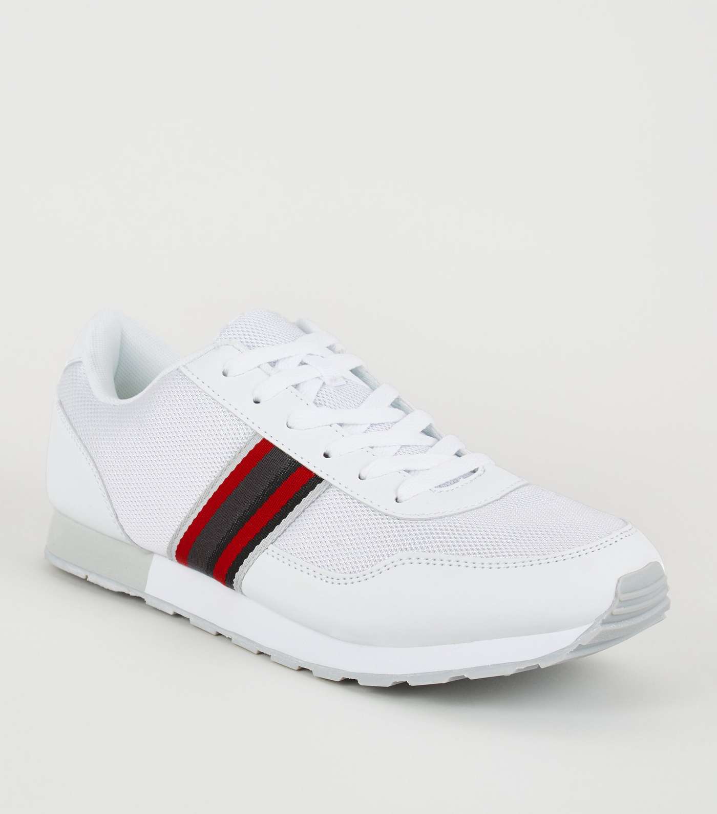 White Side Stripe Contrast Sole Trainers Image 2