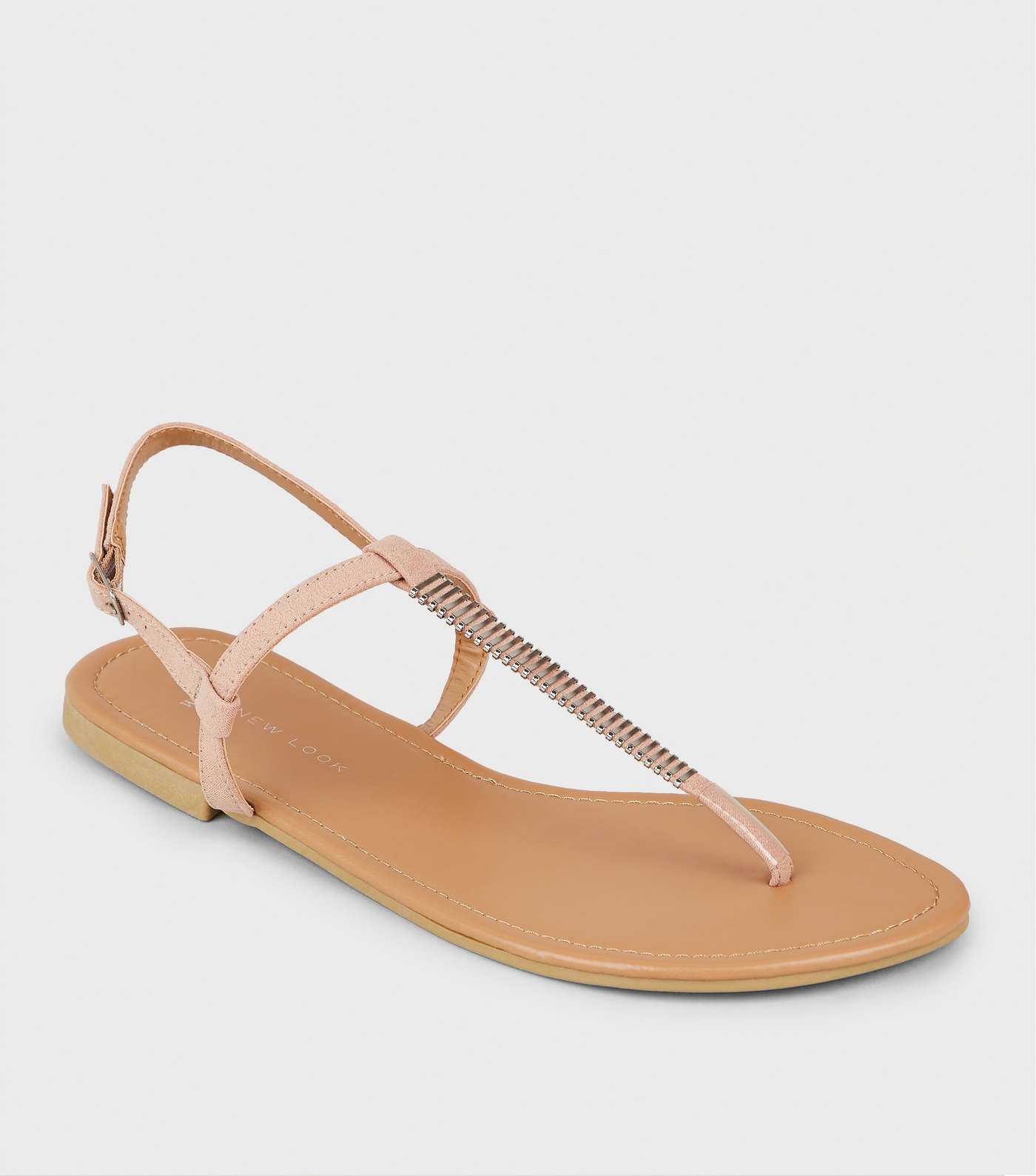 Wide Fit Nude Bar Strap Flat Sandals