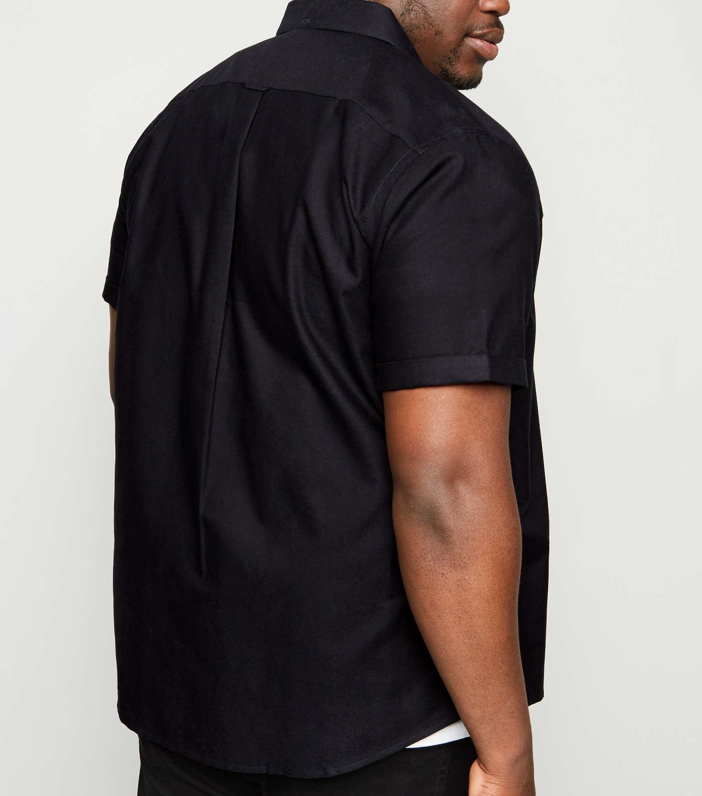Plus Size Black Short Sleeve Oxford Shirt Image 3