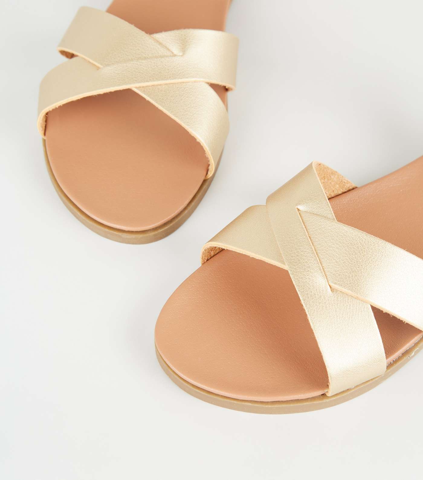 Wide Fit Gold Leather-Look Footbed Sandals Image 4