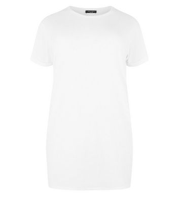 Curves White Cotton Longline T-Shirt New Look shop for Curves White Cotton Longline T-Shirt New Look at Shopo
