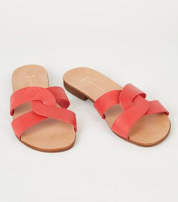 new look red sandals wide fit