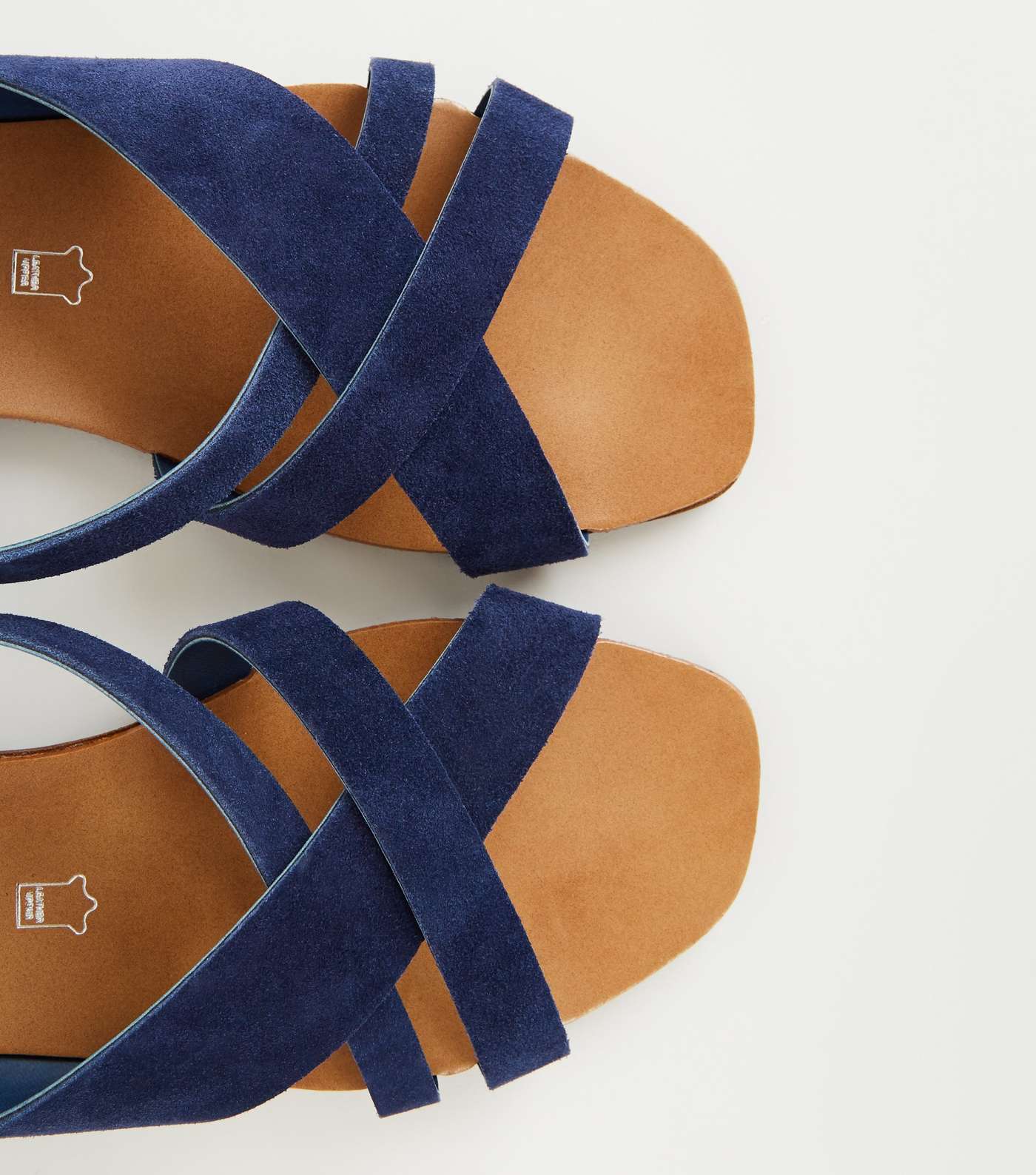 Wide Fit Navy Suede Strappy Flat Sandals Image 3