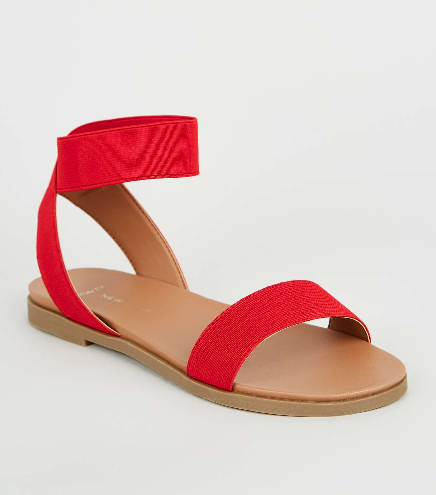 Wide Fit Red Elastic Ankle Strap Sandals