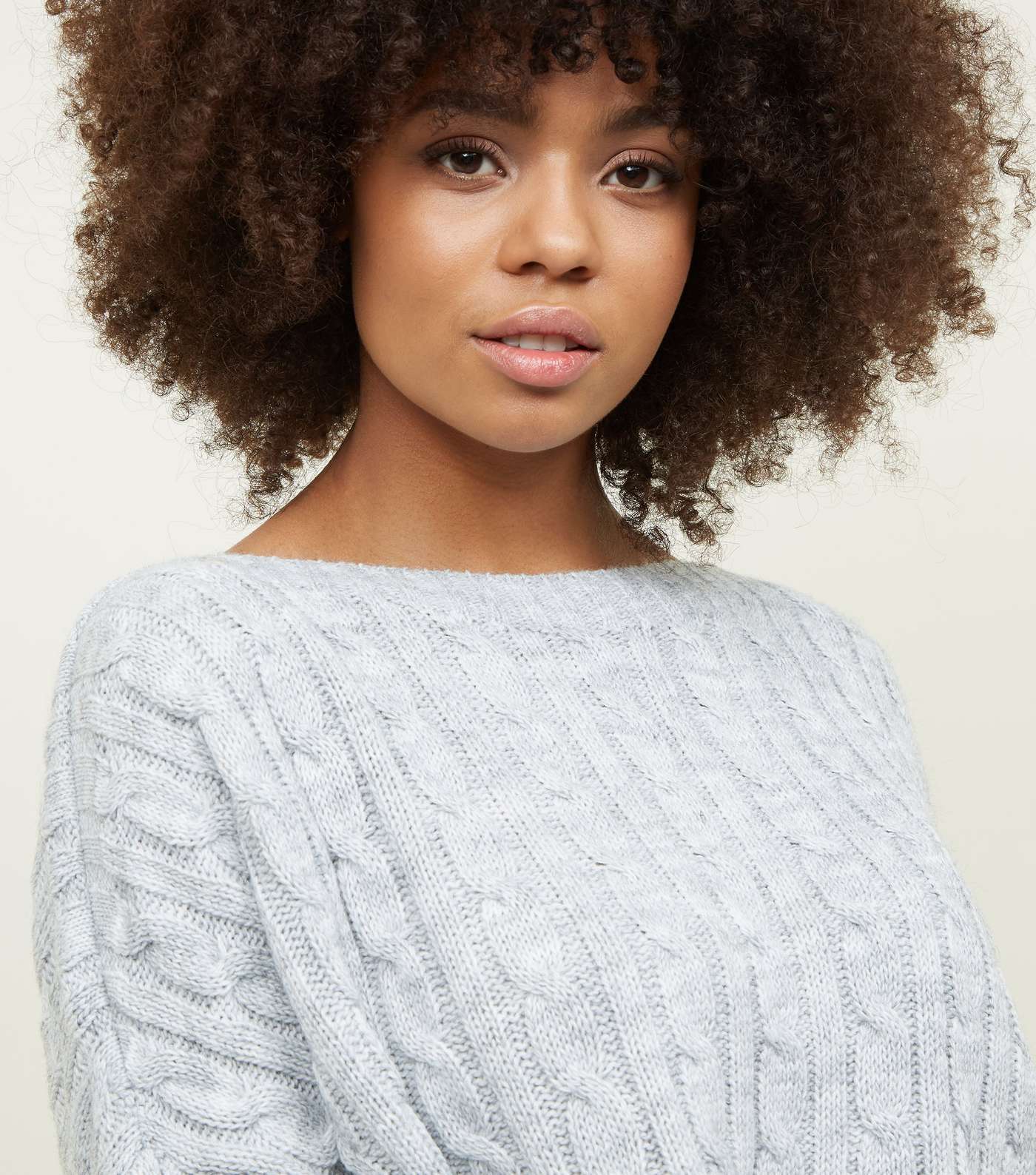 Cameo Rose Pale Grey Cable Knit Jumper Image 5