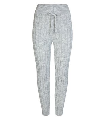 Pale Grey Cable Knit Leggings 