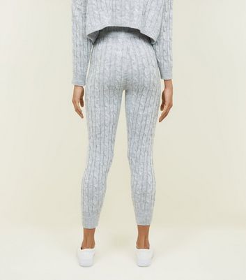 Cameo Rose Pale Grey Cable Knit Leggings