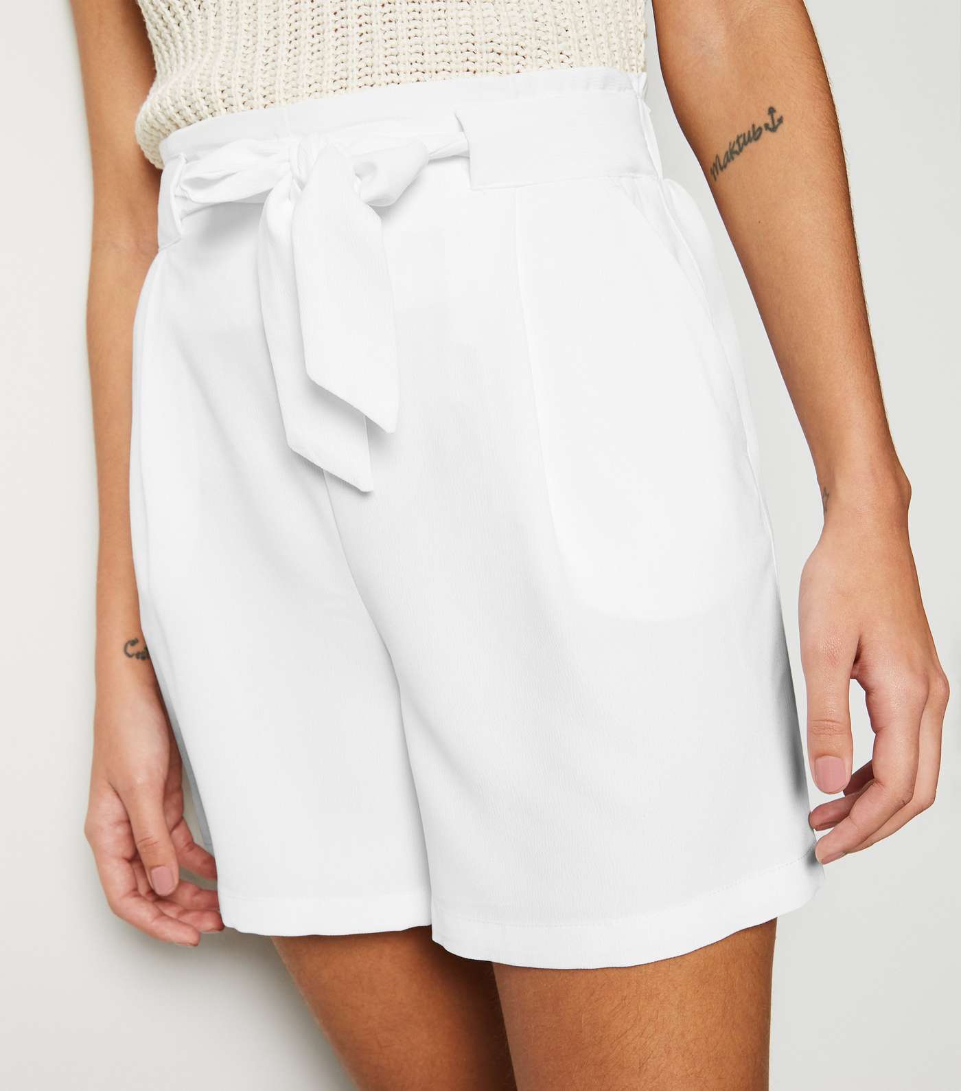 White Tie Waist Shorts Image 5