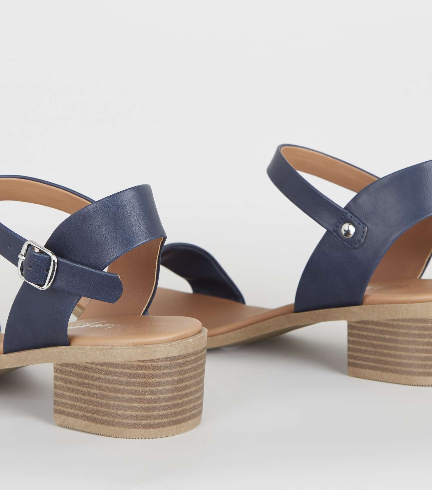 Wide Fit Navy Leather-Look Footbed Sandals Image 4
