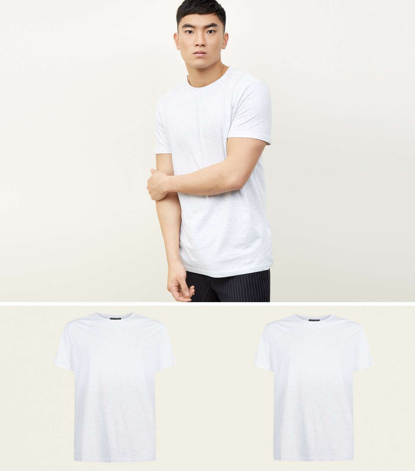 2 Pack Pale Grey Marl Crew Neck T-Shirts