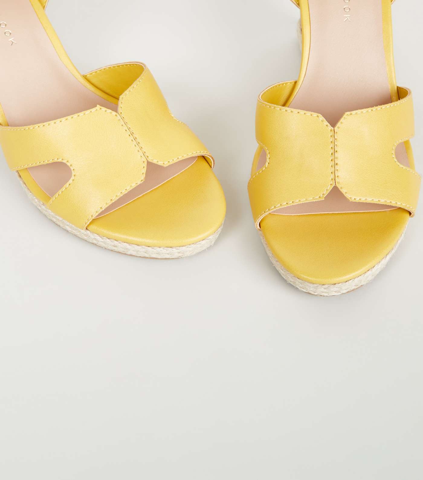Wide Fit Yellow Cork Effect Wedge Sandals Image 4