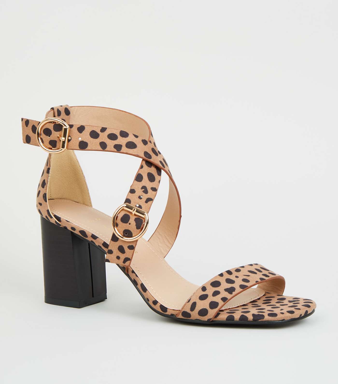 Wide Fit Brown Animal Print Strappy Sandals