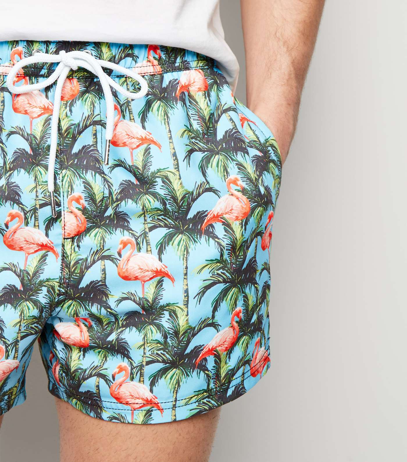 Turquoise Flamingo Print Swim Shorts Image 5