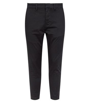 Mens skinny black cropped retailer trousers