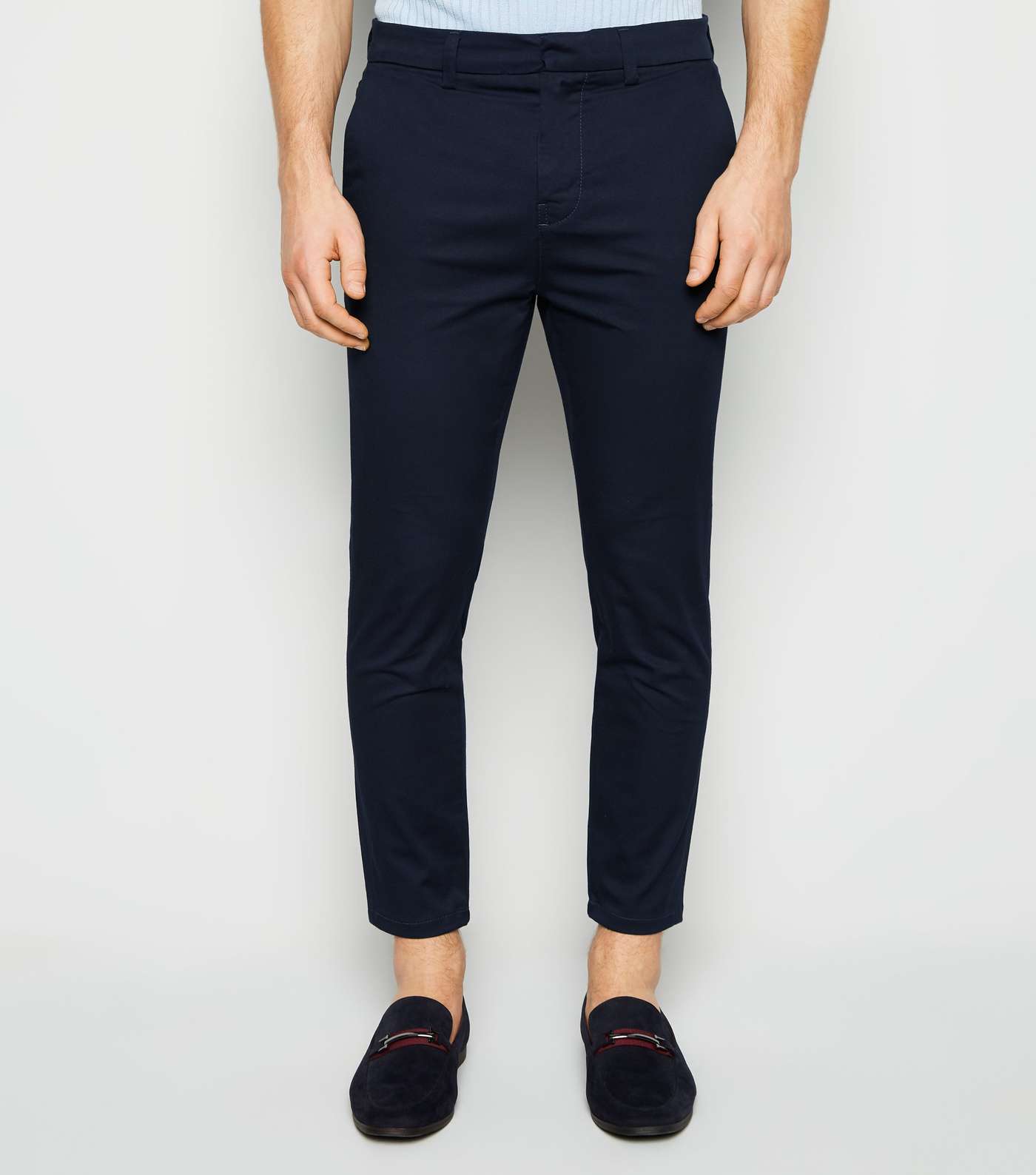 Navy Skinny Stretch Cropped Trousers